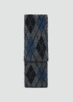 Argyle Patterned Knit Scarf Blue