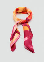Abstract Print Satin Scarf Fuchsia
