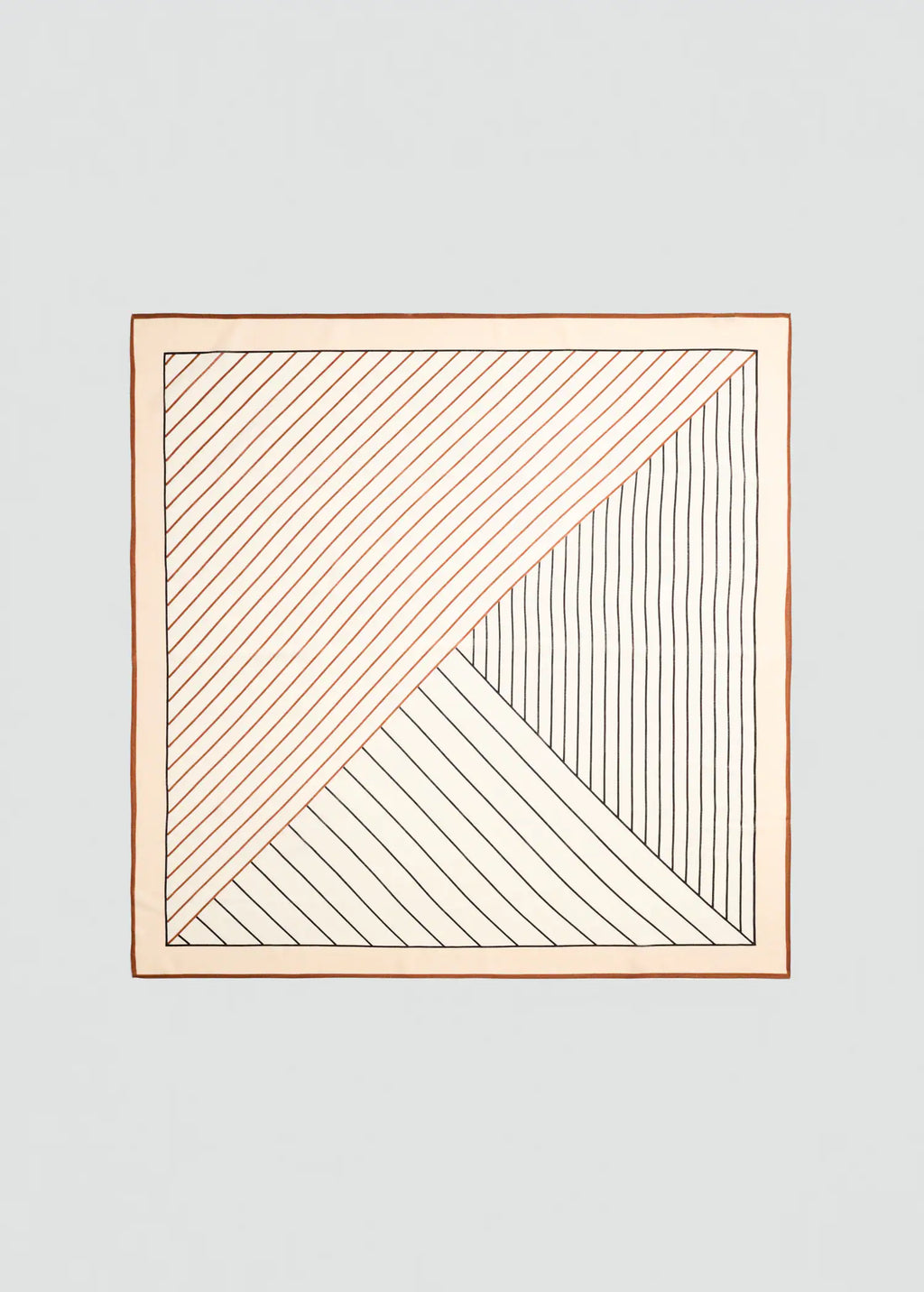 100% Wool Geometric Print Foulard Brown