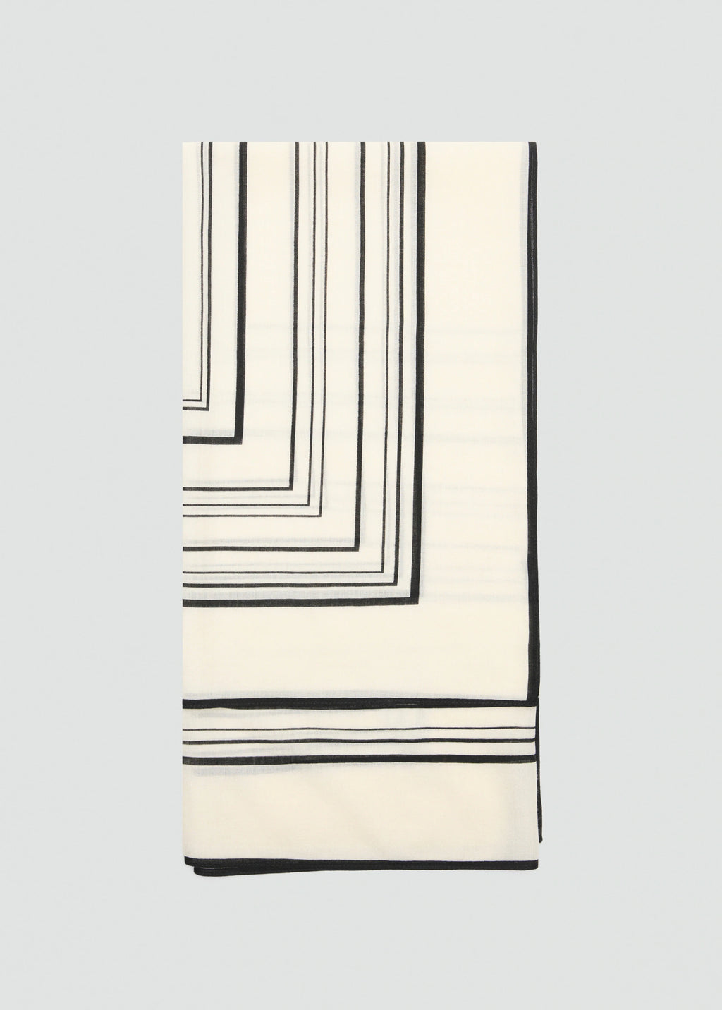 100% Wool Geometric Print Foulard Ecru