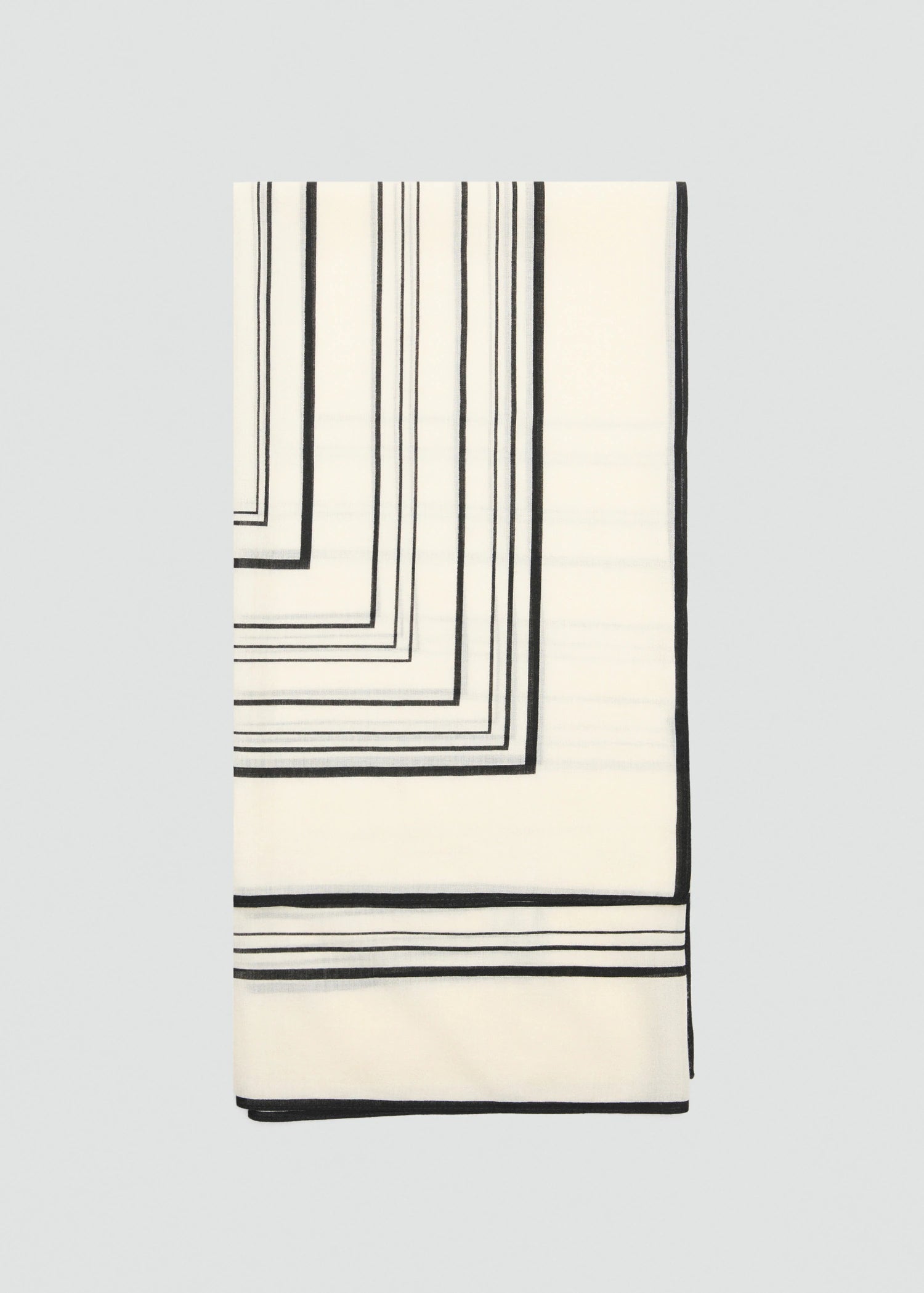 100% Wool Geometric Print Foulard Ecru