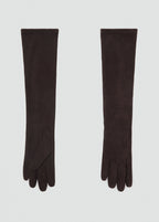 100% Suede Long Gloves Chocolate