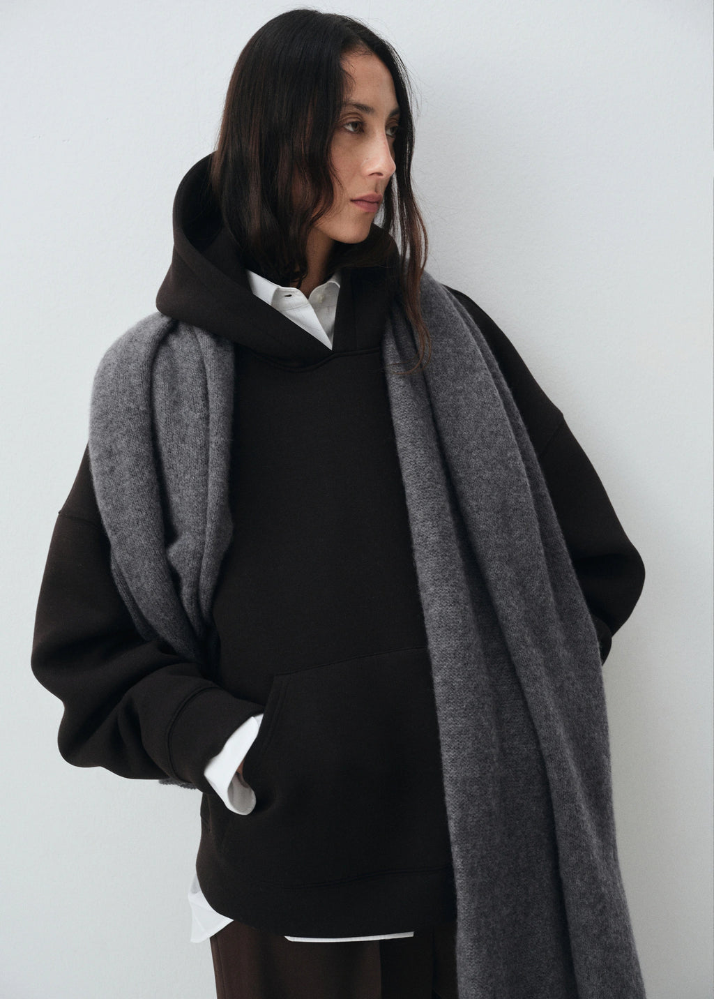 100% Cashmere Scarf Medium Heather Grey