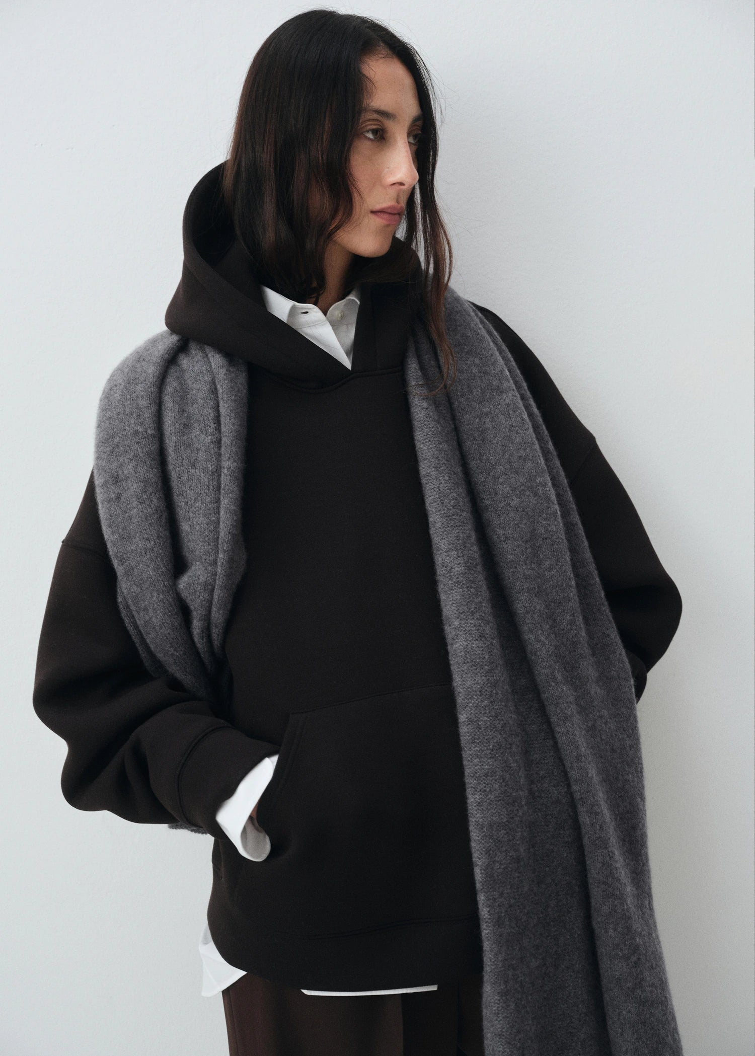 100% Cashmere Scarf Medium Heather Grey