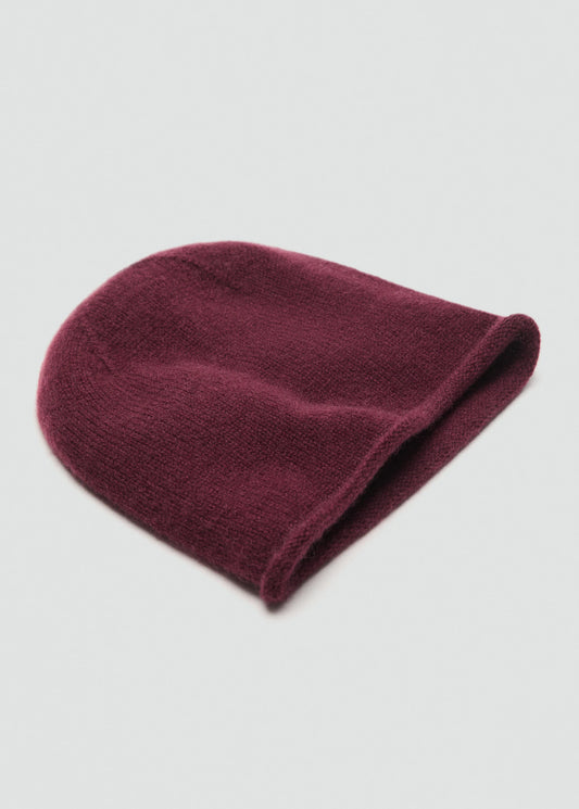 100% Cashmere Beanie Burgundy
