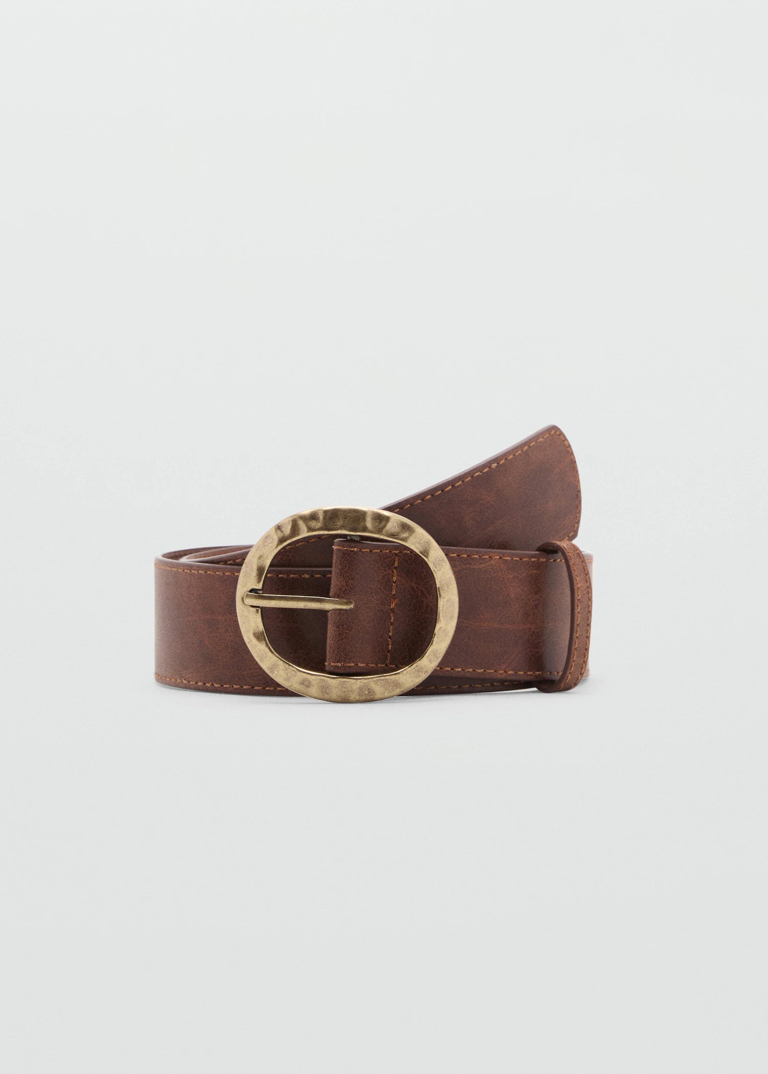 Textured Belt With Round Buckle