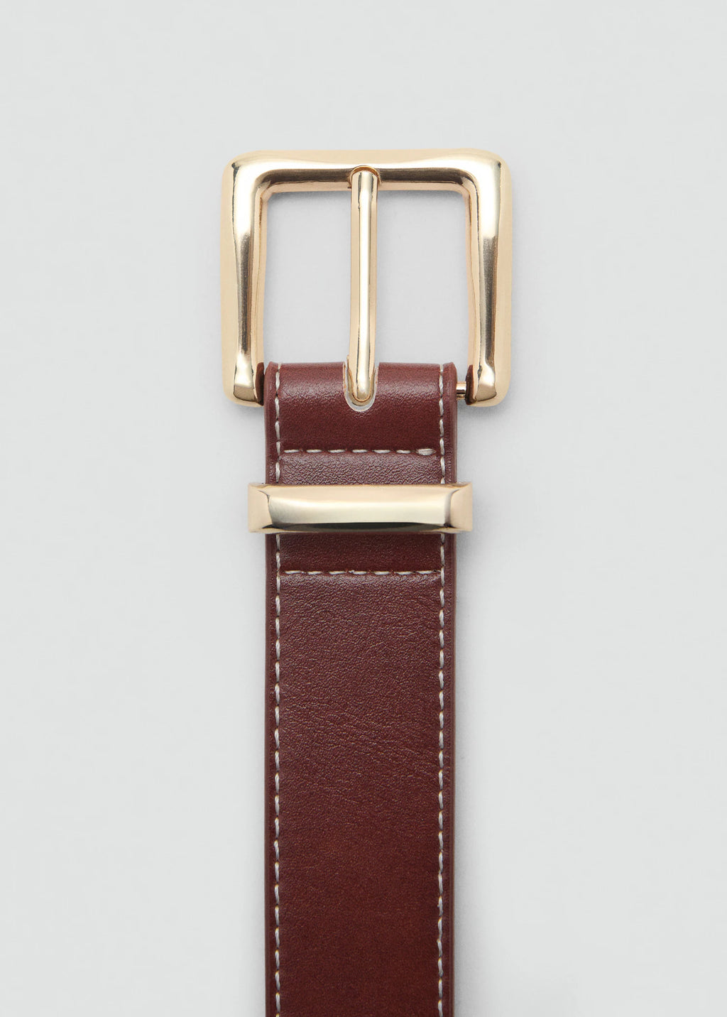 Stitched Belt With Square Buckle