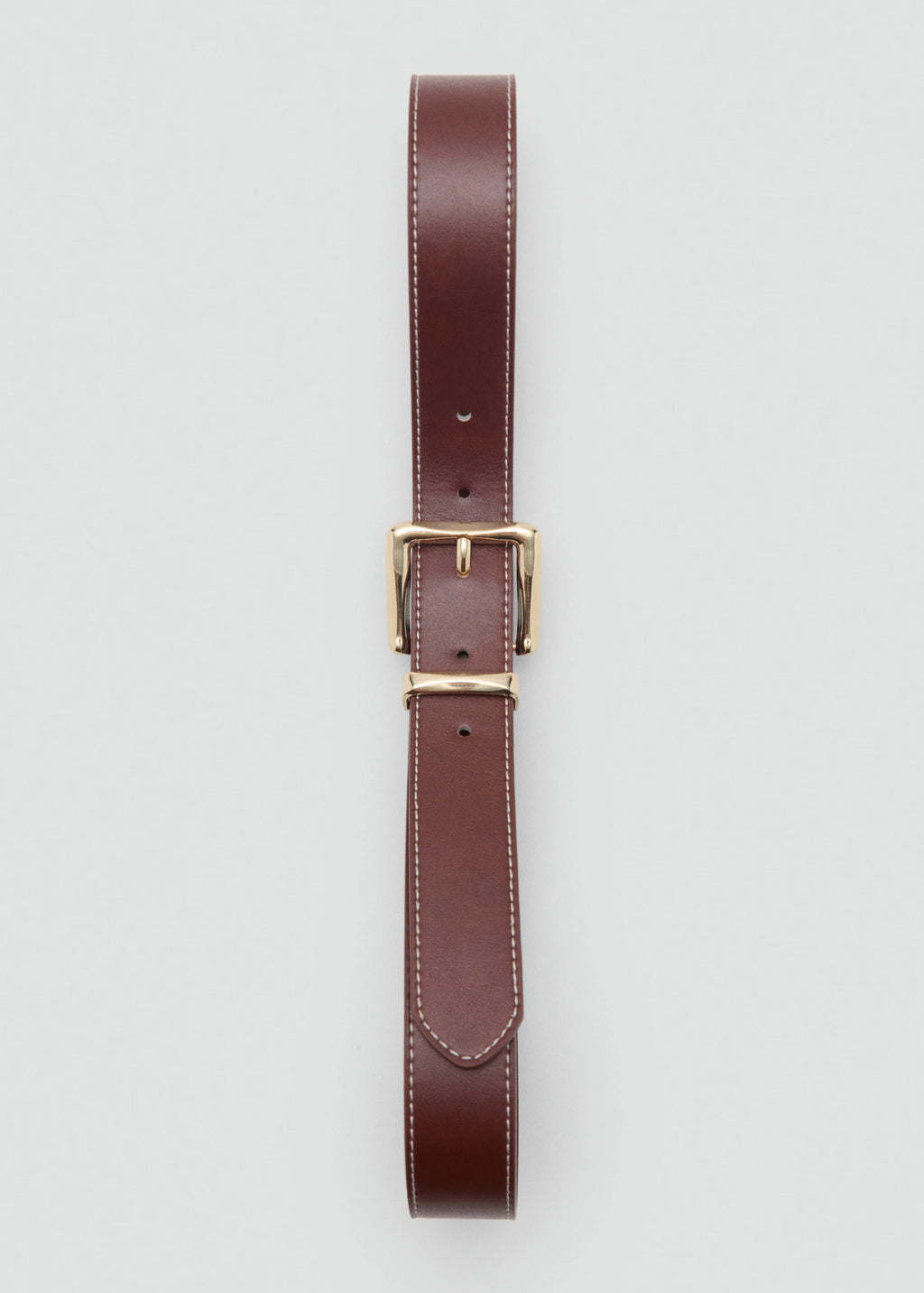 Stitched Belt With Square Buckle