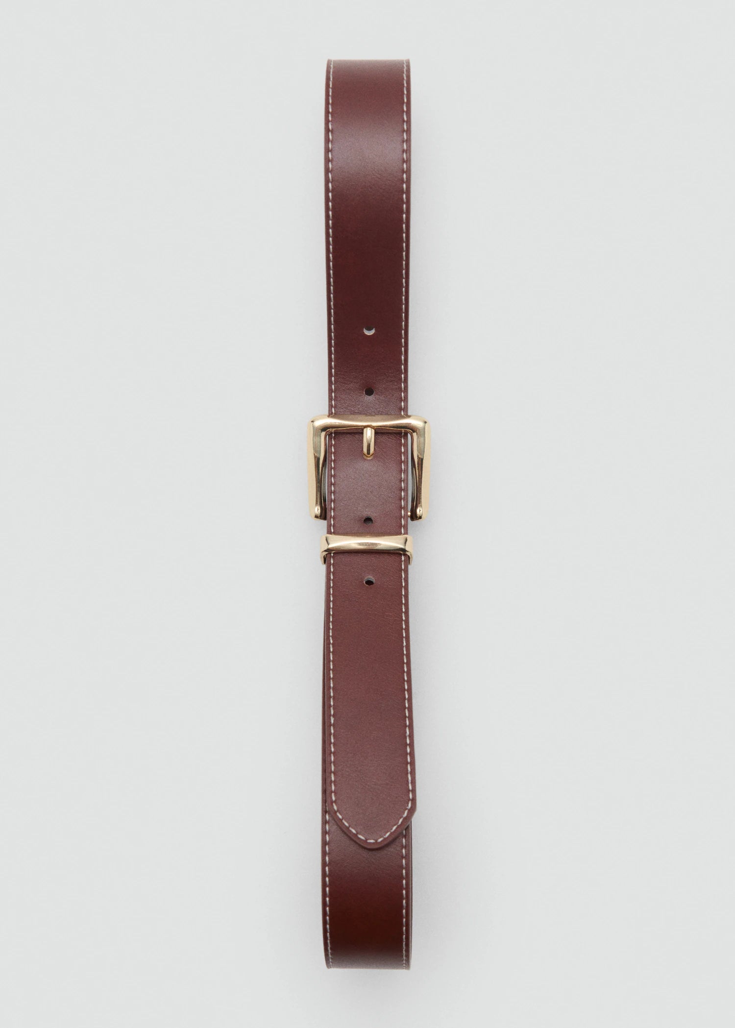 Stitched Belt With Square Buckle