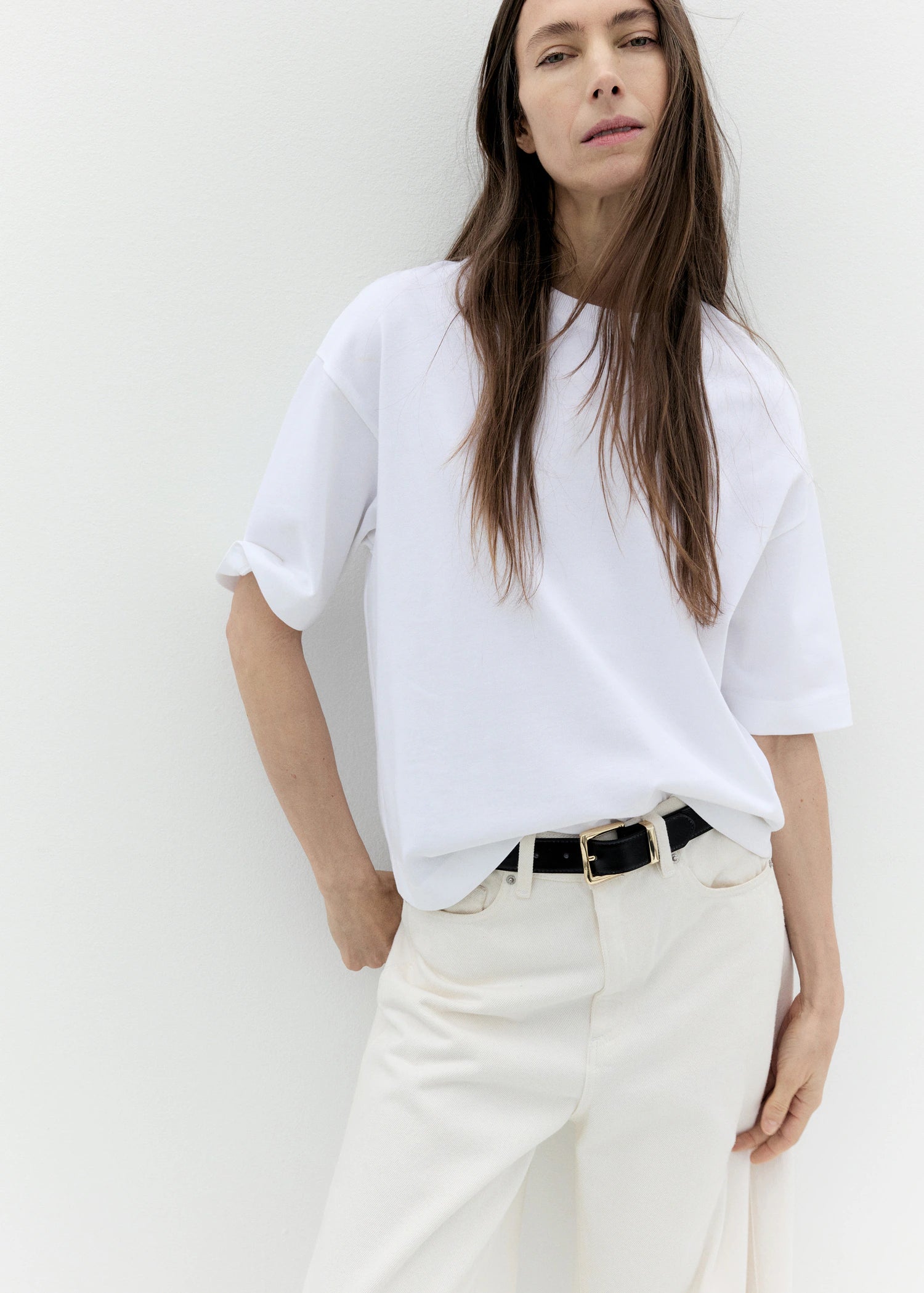 Stitched Belt With Square Buckle