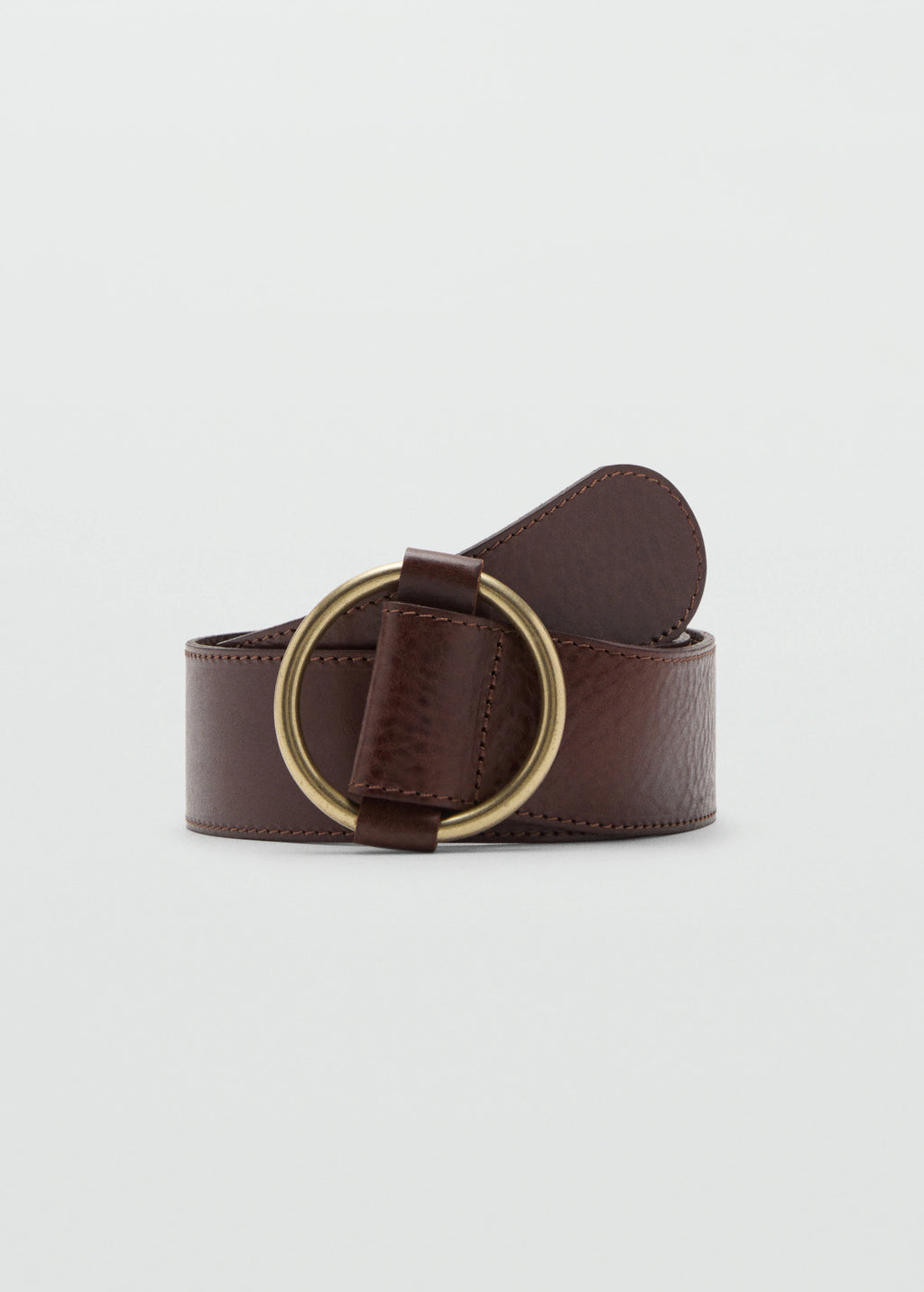 Rounded Buckle Leather Belt