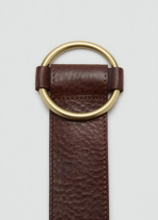 Rounded Buckle Leather Belt