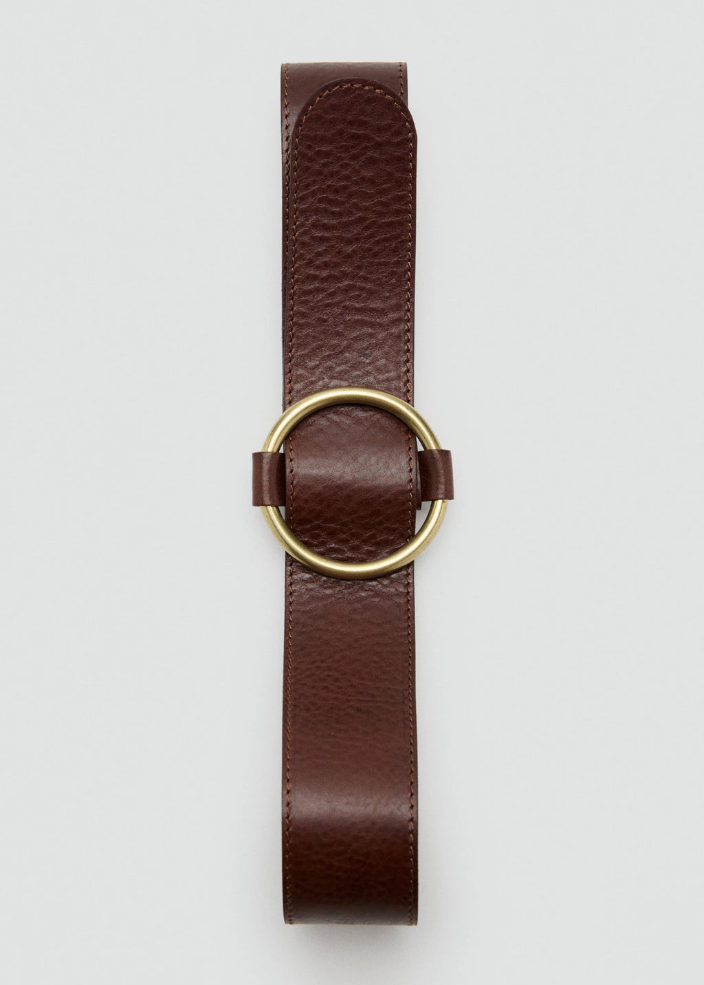 Rounded Buckle Leather Belt