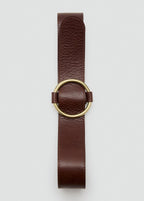 Rounded Buckle Leather Belt
