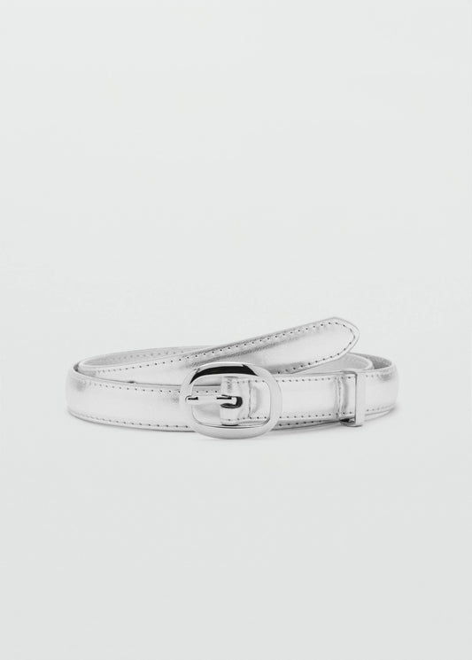 Metallic Belt With Oval Buckle
