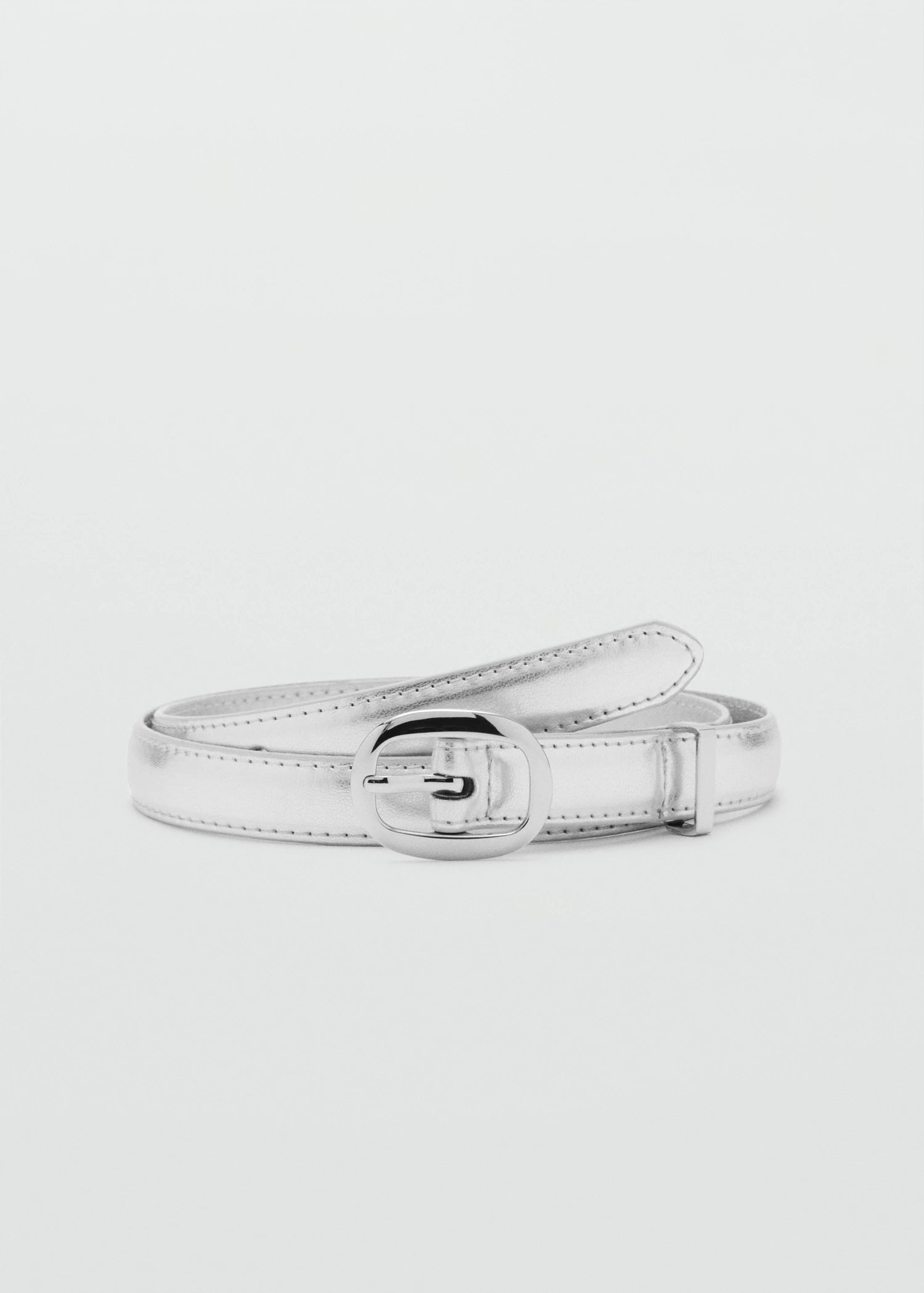 Metallic Belt With Oval Buckle