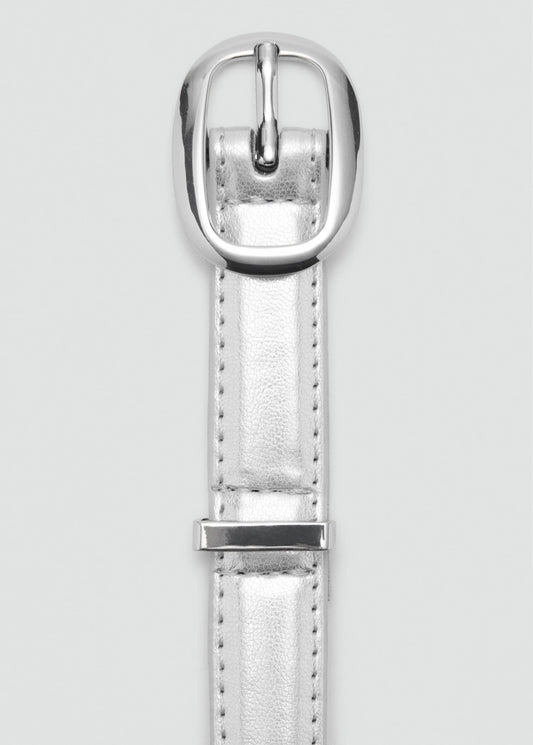 Metallic Belt With Oval Buckle