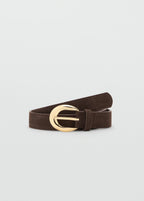 Leather Belt With Oval Buckle