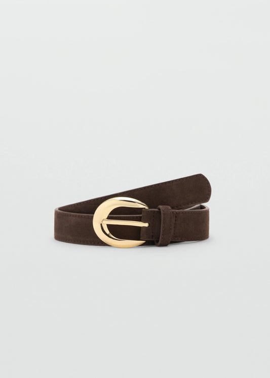 Leather Belt With Oval Buckle