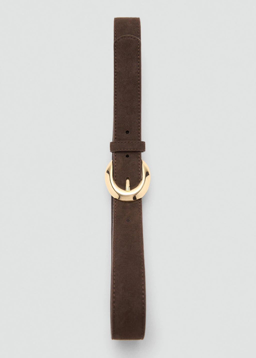 Leather Belt With Oval Buckle