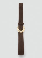 Leather Belt With Oval Buckle