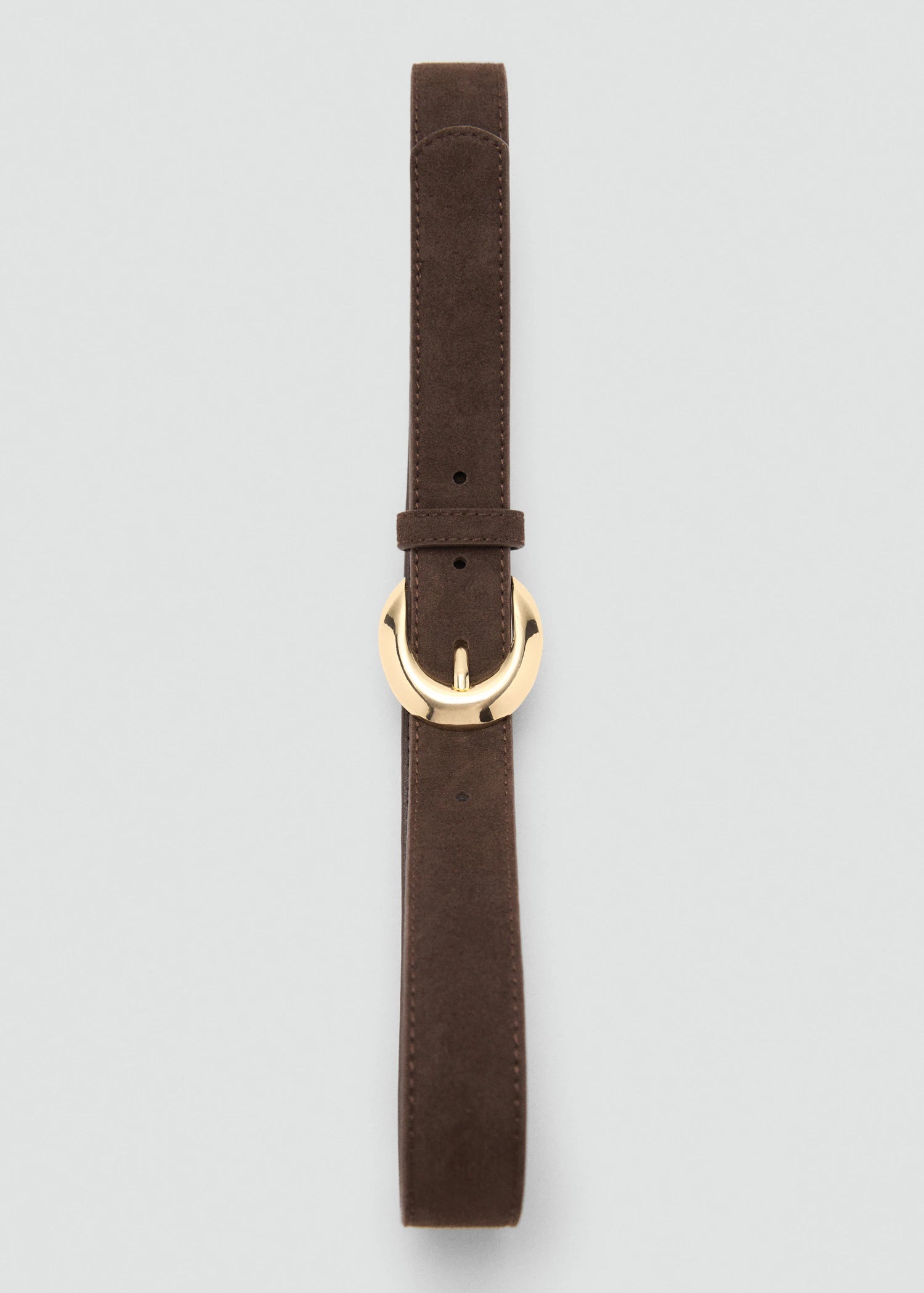 Leather Belt With Oval Buckle
