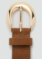 Leather Belt With Oval Buckle