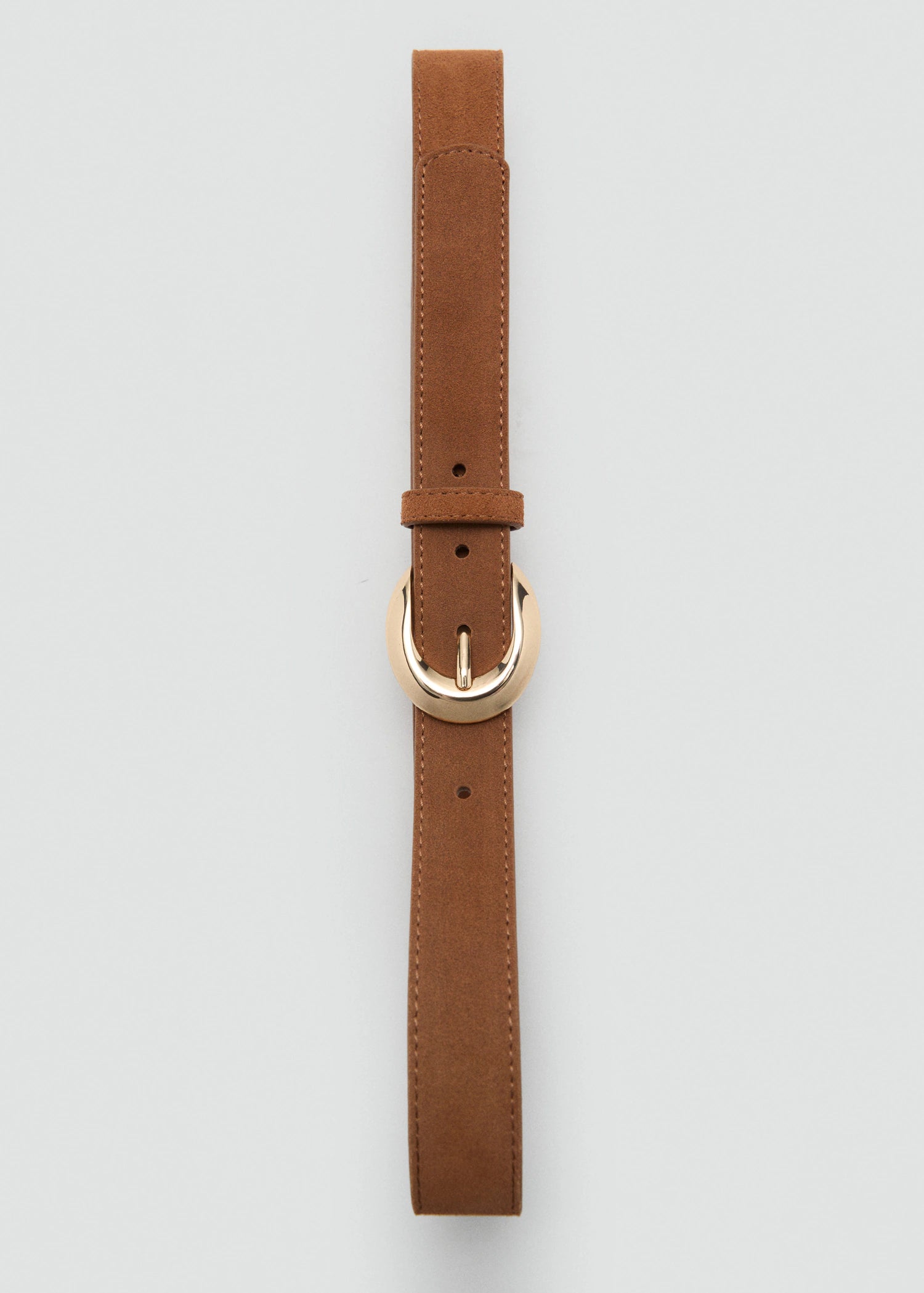 Leather Belt With Oval Buckle