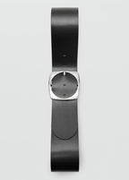 Leather Belt With Oval Buckle