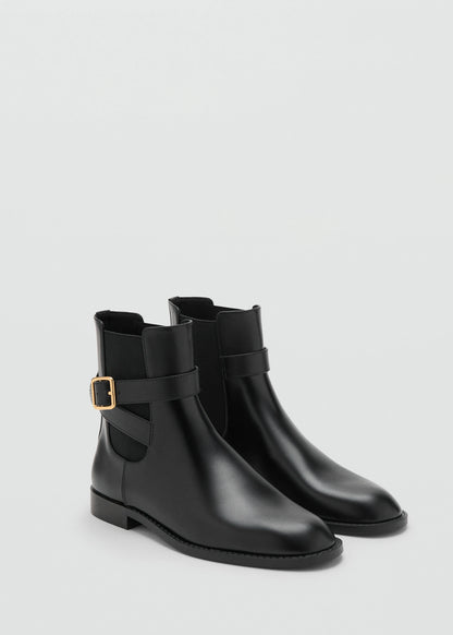 Ankle Boots With Elastic Panel And Buckle