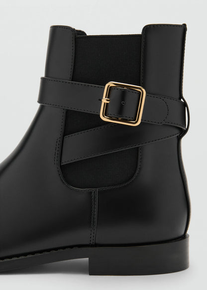 Ankle Boots With Elastic Panel And Buckle