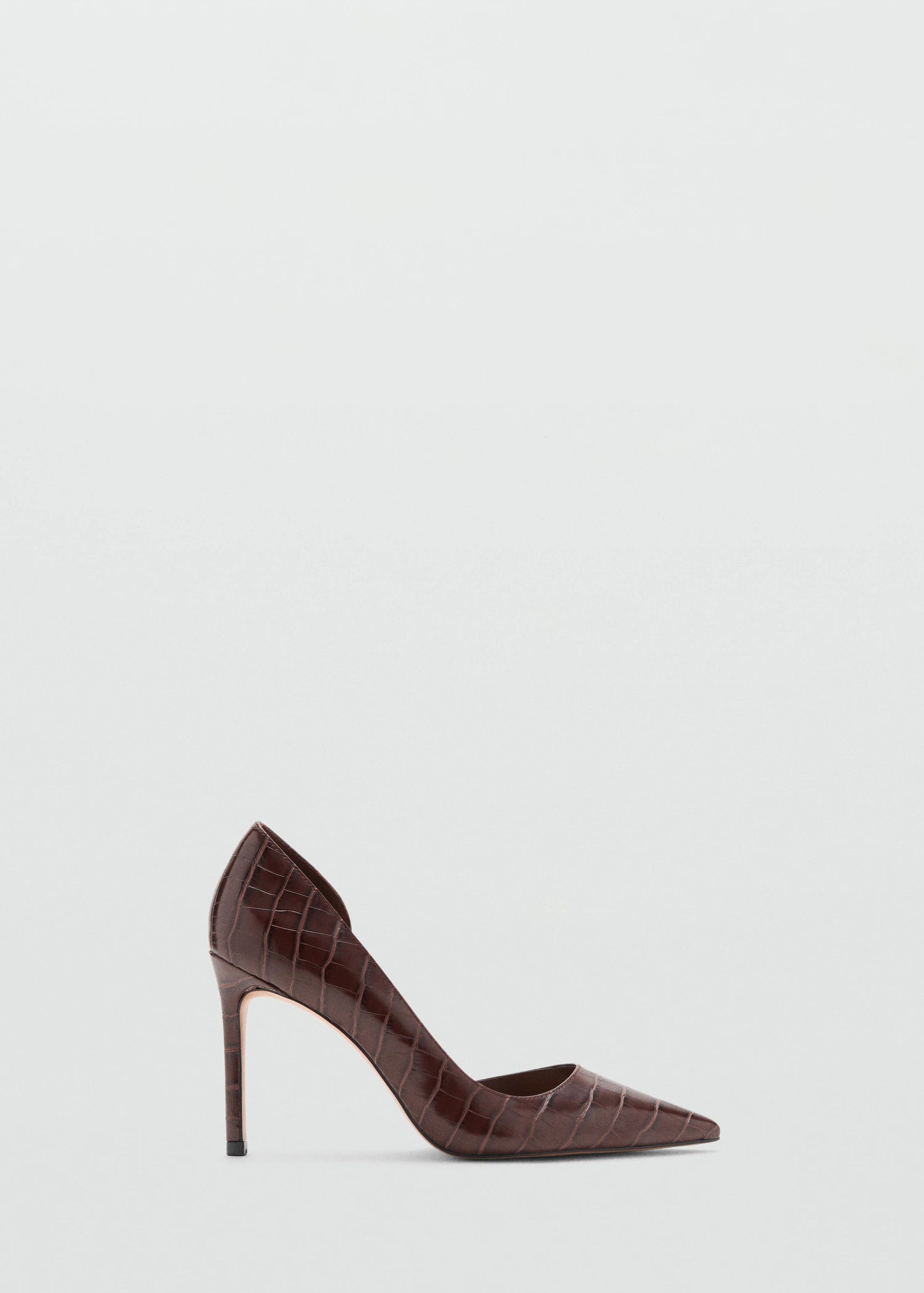 Asymmetrical Croc Effect Heeled Shoes