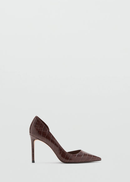 Asymmetrical Croc Effect Heeled Shoes