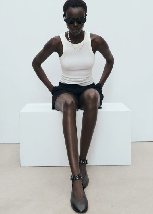 Ballet Flats With Eyelet Strap