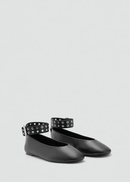 Ballet Flats With Eyelet Strap