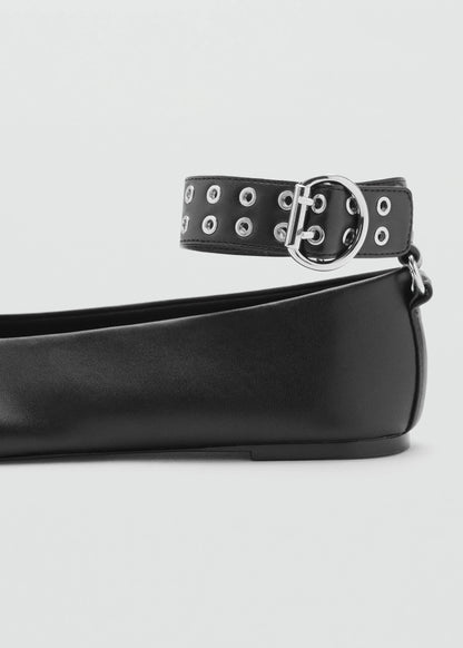 Ballet Flats With Eyelet Strap
