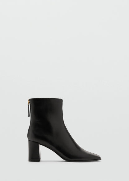 Block Ankle Boots With Square Toe