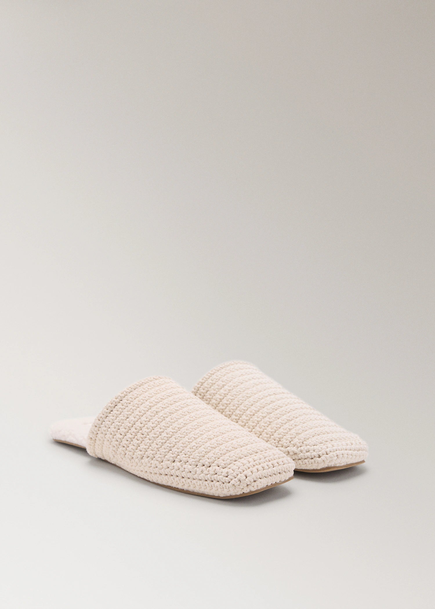 Crochet Mule Slippers With Shearling Lining