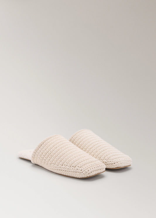Crochet Mule Slippers With Shearling Lining