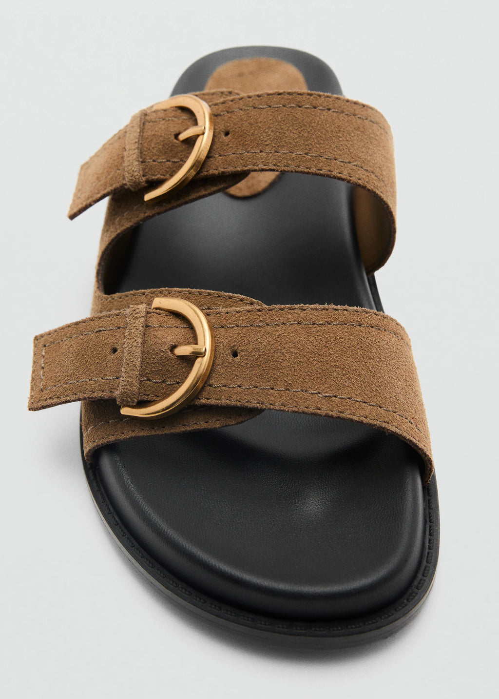 Flat Leather Sandals With Buckles