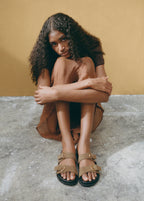 Flat Leather Sandals With Buckles