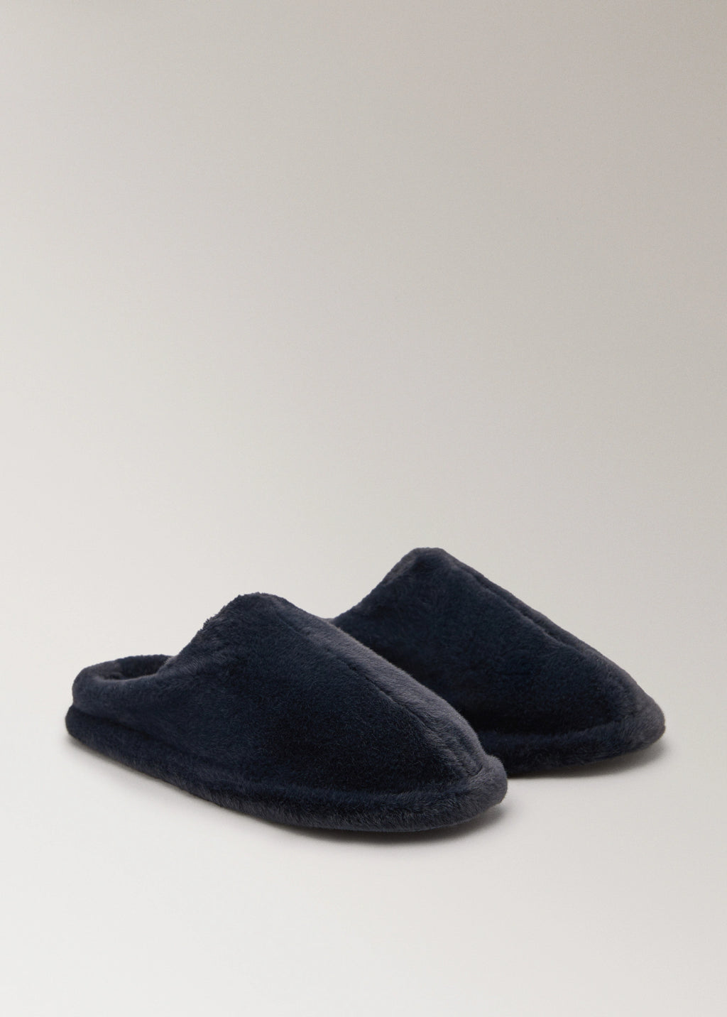 Fur Mule Slippers With Stitching Detail