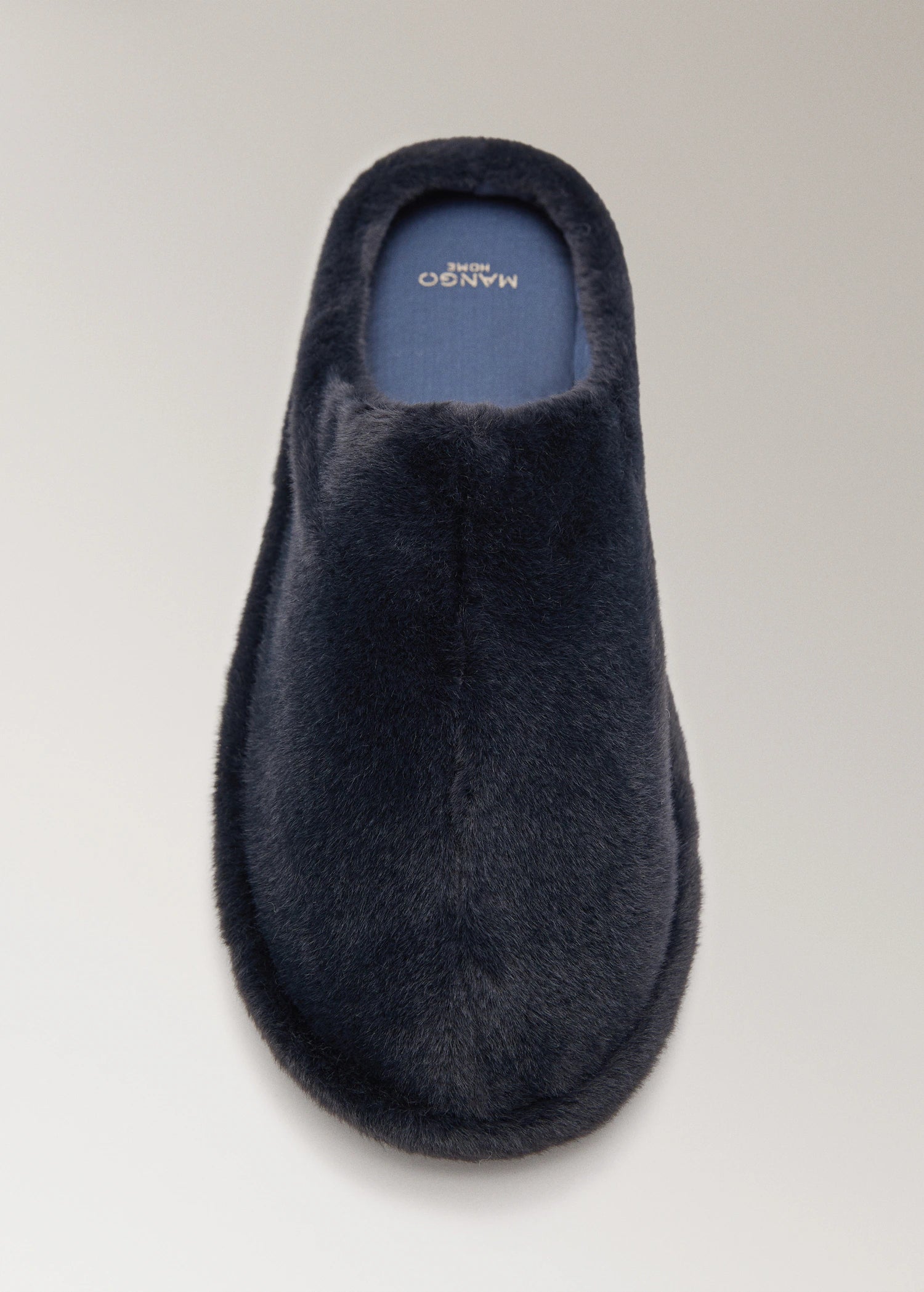 Fur Mule Slippers With Stitching Detail