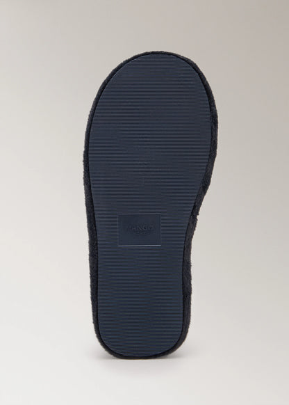 Fur Mule Slippers With Stitching Detail