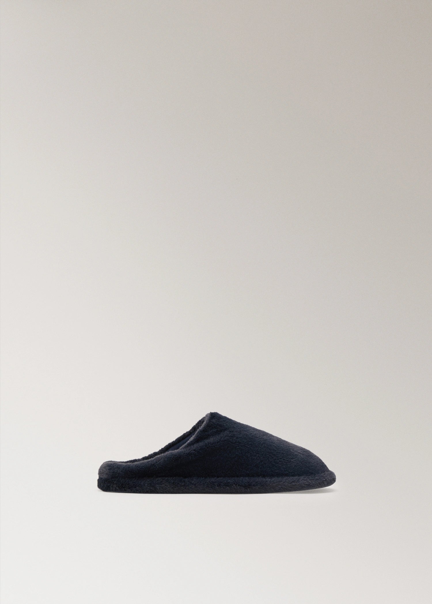 Fur Mule Slippers With Stitching Detail