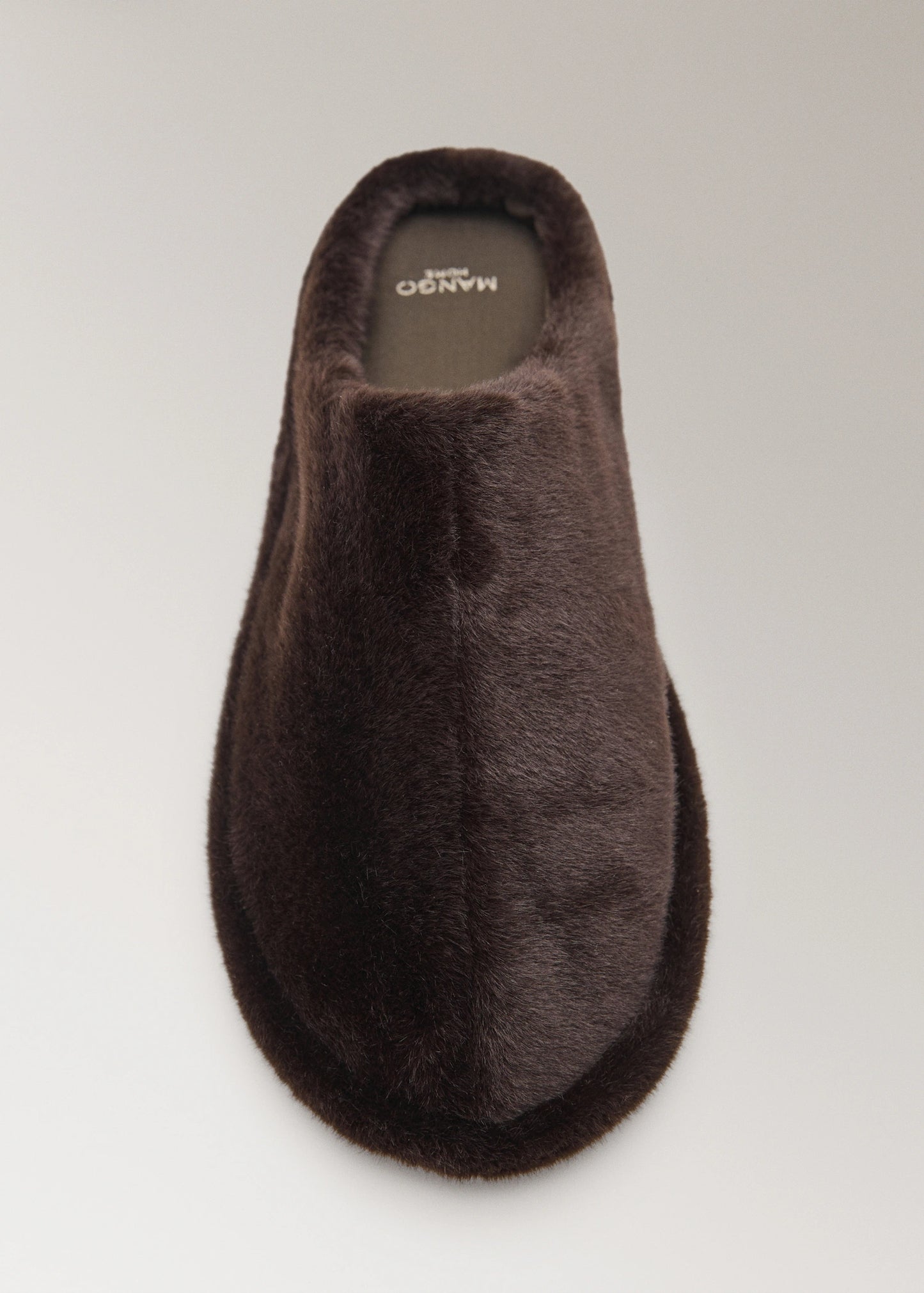 Fur Mule Slippers With Stitching Detail