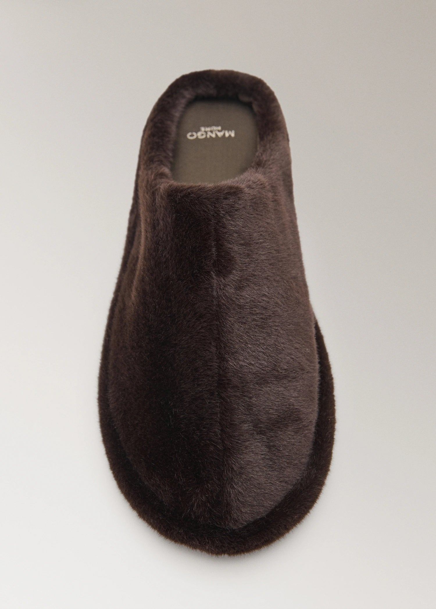 Fur Mule Slippers With Stitching Detail