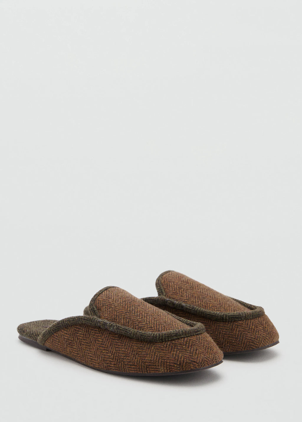 Herringbone Fabric Mule Slippers