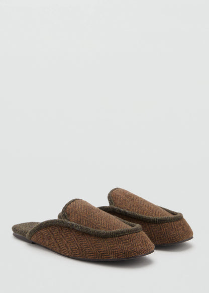 Herringbone Fabric Mule Slippers