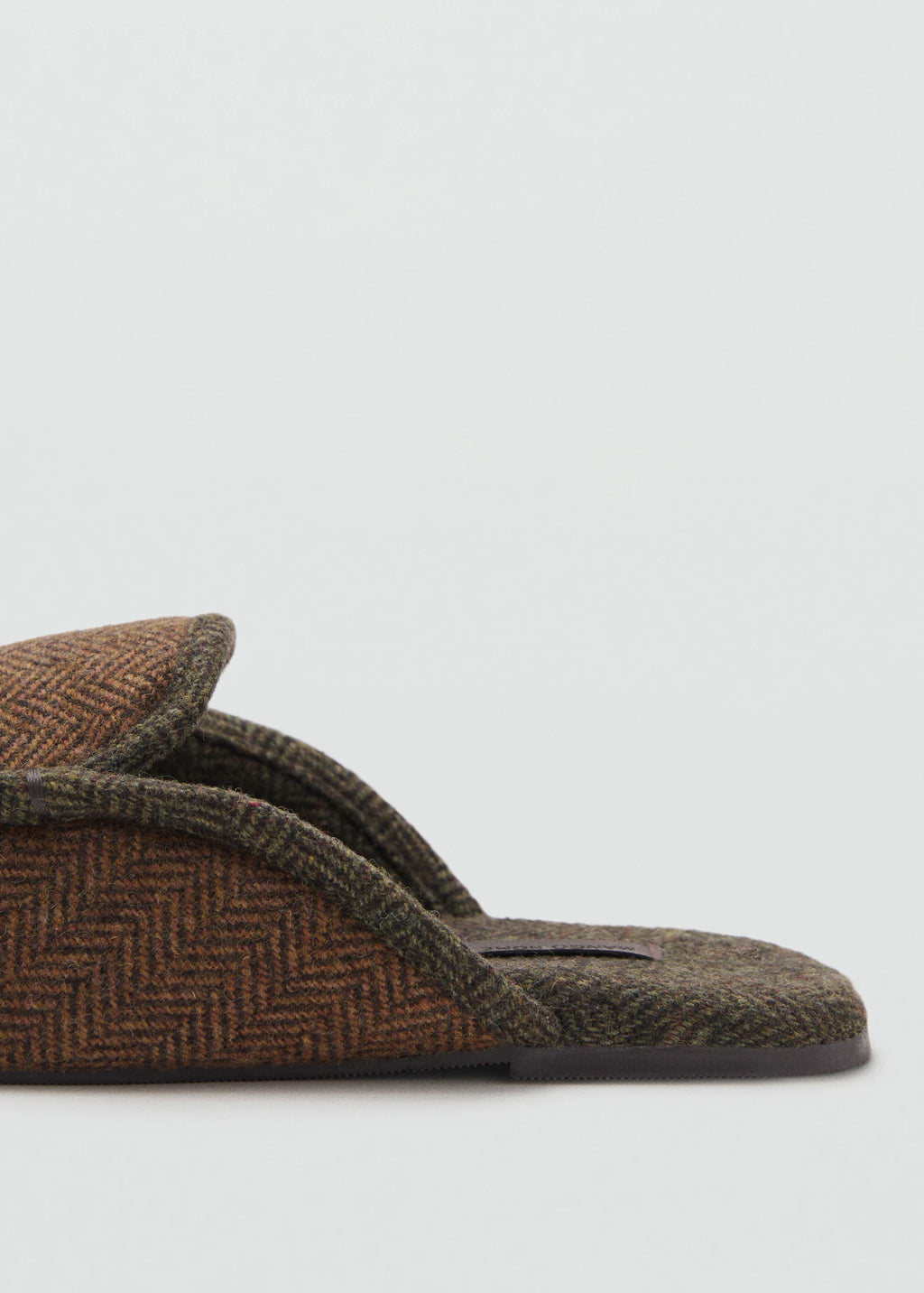 Herringbone Fabric Mule Slippers